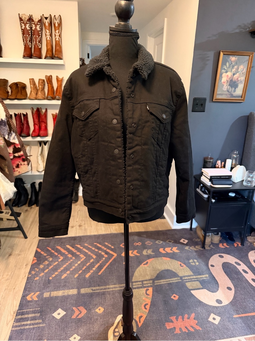 Levi's Black Sherpa Lined Jacket with Logo Patch